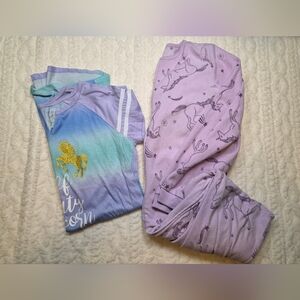 🦄 Unicorn Pajama Bundle | Size 14 | Footie Sleeper + Nightgown 🌙✨